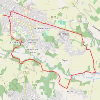 Itinéraire Treillières, distance, dénivelé, altitude, carte, profil, trace GPS