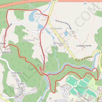 Itinéraire Sentier des feutrières (PDIPR 87), distance, dénivelé, altitude, carte, profil, trace GPS