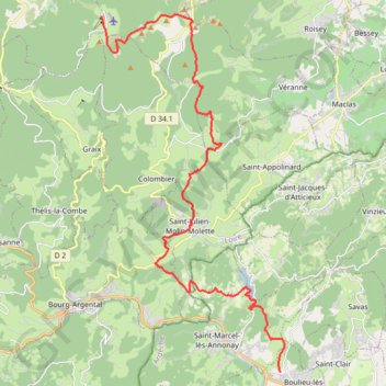 Itinéraire La jasserie boulieu, distance, dénivelé, altitude, carte, profil, trace GPS