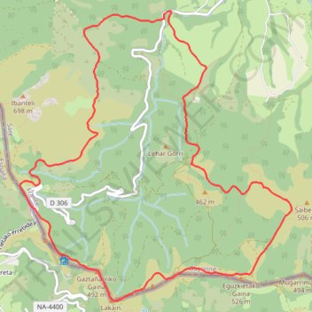 Itinéraire Circuit des Palombières de Sare depuis l'aire de Xabalo, distance, dénivelé, altitude, carte, profil, trace GPS