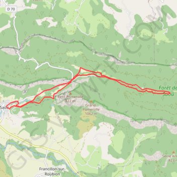 Itinéraire Forêt de Saoû, distance, dénivelé, altitude, carte, profil, trace GPS