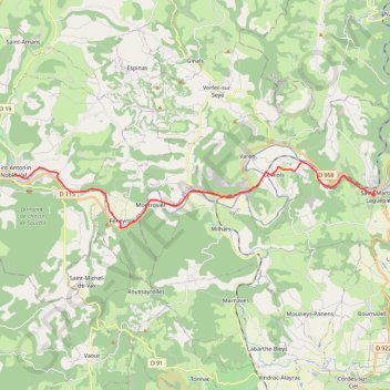 Itinéraire Saint-Antonin-Noble-Val / Laguépie, distance, dénivelé, altitude, carte, profil, trace GPS