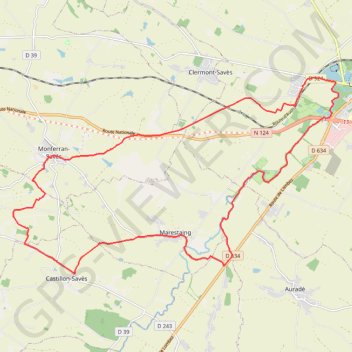 Itinéraire Save et Savès - L'Isle Jourdain, distance, dénivelé, altitude, carte, profil, trace GPS