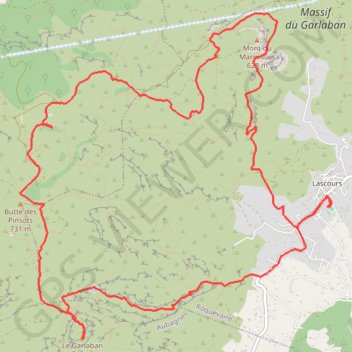 Itinéraire Lascours Mont du Marseillais Garlaban Les Densaires, distance, dénivelé, altitude, carte, profil, trace GPS