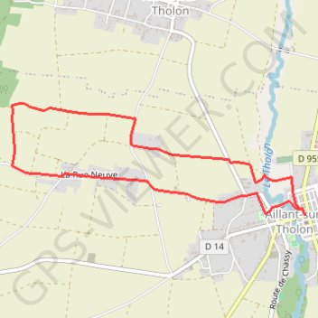 Itinéraire La cour aux lièvres - Aillant-sur-Tholon, distance, dénivelé, altitude, carte, profil, trace GPS