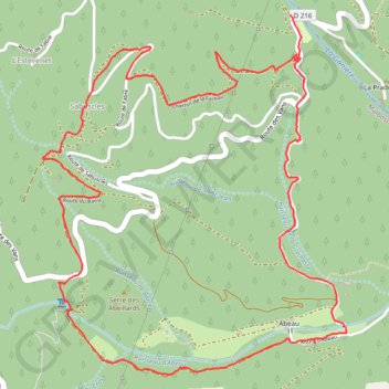 Itinéraire Rando entre Abeau et Gournier, distance, dénivelé, altitude, carte, profil, trace GPS