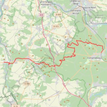 Itinéraire Traversée de la forêt de Fontainebleau, distance, dénivelé, altitude, carte, profil, trace GPS