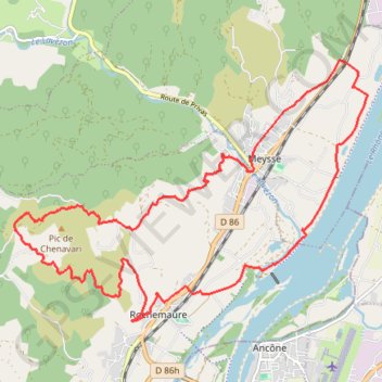 Itinéraire Petite colline de Meysse, distance, dénivelé, altitude, carte, profil, trace GPS