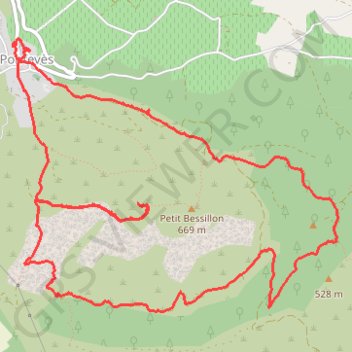 Itinéraire Ponteves, distance, dénivelé, altitude, carte, profil, trace GPS