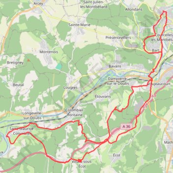 Itinéraire Ecot, Saint Maurice, distance, dénivelé, altitude, carte, profil, trace GPS