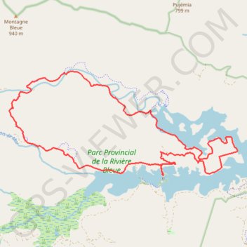 Itinéraire Raid La Pérignon - Parc Provincial de La Rivière Bleue, distance, dénivelé, altitude, carte, profil, trace GPS