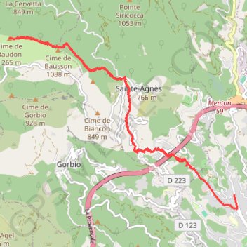 Itinéraire Cime de Baudon, distance, dénivelé, altitude, carte, profil, trace GPS