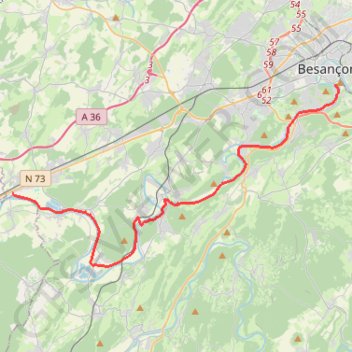 Itinéraire Besançon / St-Vit, distance, dénivelé, altitude, carte, profil, trace GPS