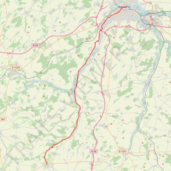 Itinéraire Amiens - Crévecoeur-le-Grand-17496310, distance, dénivelé, altitude, carte, profil, trace GPS