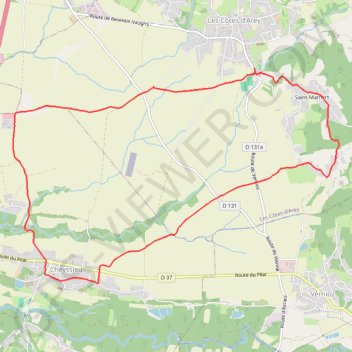 Itinéraire Les Côte d'Arey (38), distance, dénivelé, altitude, carte, profil, trace GPS
