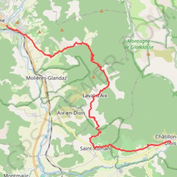 Itinéraire Grande Traversée des PréAlpes : Die - Châtillon-en-Diois, distance, dénivelé, altitude, carte, profil, trace GPS
