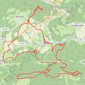 Itinéraire Glaserberg, distance, dénivelé, altitude, carte, profil, trace GPS