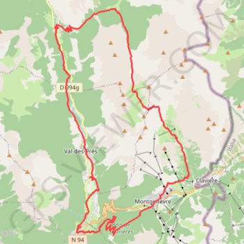 Itinéraire Montgenèvre et col de la Lauze, distance, dénivelé, altitude, carte, profil, trace GPS