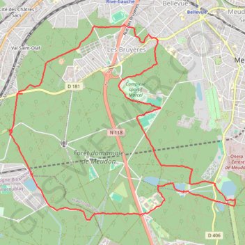 Itinéraire Forêt de Meudon, distance, dénivelé, altitude, carte, profil, trace GPS