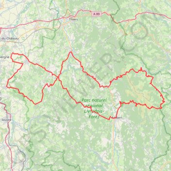 Itinéraire Rando Moto en Livradois, distance, dénivelé, altitude, carte, profil, trace GPS