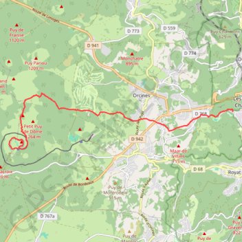 Itinéraire De Chamalières au Puy de Dôme, distance, dénivelé, altitude, carte, profil, trace GPS