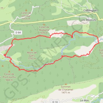 Itinéraire Gars - La clue des Mujouls, distance, dénivelé, altitude, carte, profil, trace GPS