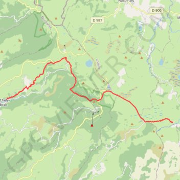 Itinéraire Aubrac J3, distance, dénivelé, altitude, carte, profil, trace GPS