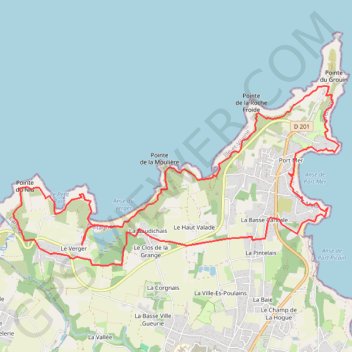 Itinéraire Cancale grouin, distance, dénivelé, altitude, carte, profil, trace GPS