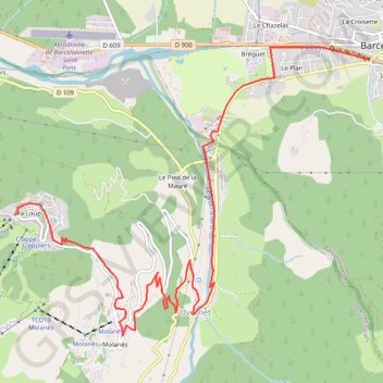 Itinéraire Barcelonnette - Pra Loup, distance, dénivelé, altitude, carte, profil, trace GPS