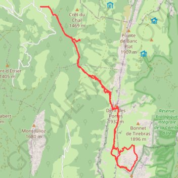Itinéraire Couloir nord du Trélod, distance, dénivelé, altitude, carte, profil, trace GPS