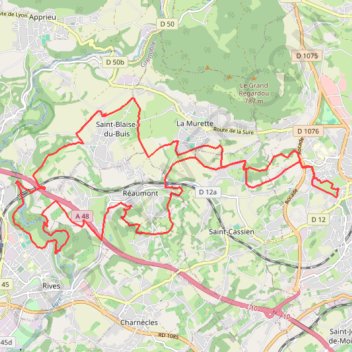 Itinéraire De Voiron au Chatelard, distance, dénivelé, altitude, carte, profil, trace GPS