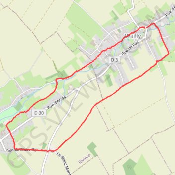 Itinéraire De Wailly à Rivière, distance, dénivelé, altitude, carte, profil, trace GPS