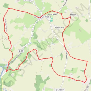Itinéraire Saint-Osmane - Entre tuffeau et grès roussard, distance, dénivelé, altitude, carte, profil, trace GPS