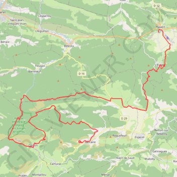 Itinéraire Belcaire - Puivert (Tour des châteaux du Pays Cathare), distance, dénivelé, altitude, carte, profil, trace GPS