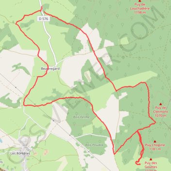 Itinéraire Beauregard - Puy des Gouttes, distance, dénivelé, altitude, carte, profil, trace GPS