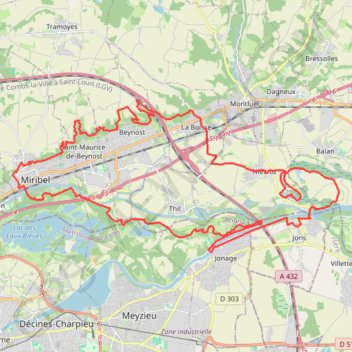Itinéraire Miribel côtière, distance, dénivelé, altitude, carte, profil, trace GPS