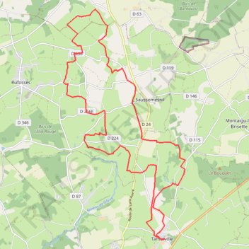 Itinéraire 2 - parcours vtt 40 kms rouge, distance, dénivelé, altitude, carte, profil, trace GPS