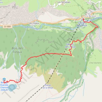 Itinéraire Le refuge Évariste Chancel depuis La Grave, distance, dénivelé, altitude, carte, profil, trace GPS