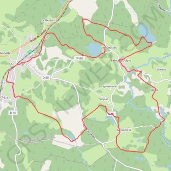 Itinéraire Les Étangs de la Doustre - Montaignac Saint-Hippolyte - Pays d'Égletons, distance, dénivelé, altitude, carte, profil, trace GPS
