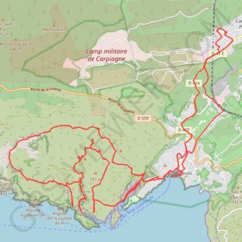 Itinéraire Les Calanques de Cassis, distance, dénivelé, altitude, carte, profil, trace GPS
