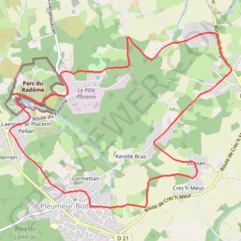 Itinéraire PLEUMEUR-BODOU, distance, dénivelé, altitude, carte, profil, trace GPS