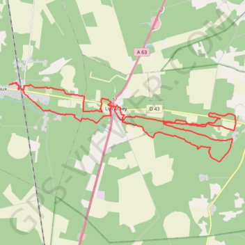 Itinéraire 2024-02-15 VTT Pissos 48 km 🌥️, distance, dénivelé, altitude, carte, profil, trace GPS