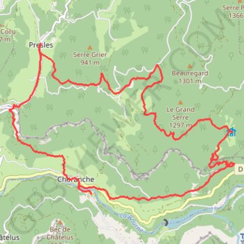 Itinéraire Choranche (38), distance, dénivelé, altitude, carte, profil, trace GPS