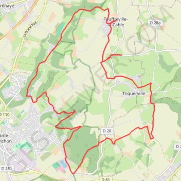 Itinéraire Touffreville la Câble, distance, dénivelé, altitude, carte, profil, trace GPS