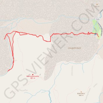 Itinéraire Landmannalaugar, distance, dénivelé, altitude, carte, profil, trace GPS