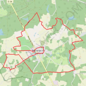 Itinéraire Mazières-de-Touraine, distance, dénivelé, altitude, carte, profil, trace GPS