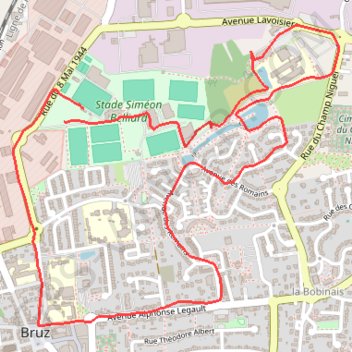 Itinéraire Foulées Bruzoises, distance, dénivelé, altitude, carte, profil, trace GPS