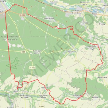 Itinéraire Compiègne Cyclisme, distance, dénivelé, altitude, carte, profil, trace GPS