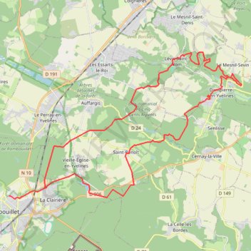Itinéraire Toussus, distance, dénivelé, altitude, carte, profil, trace GPS