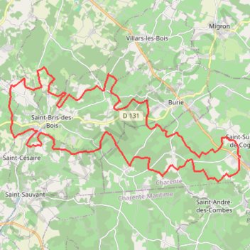 Itinéraire Boucle VTT depuis Saint-Sulpice-de-Cognac, distance, dénivelé, altitude, carte, profil, trace GPS